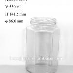 550ml hexagonal glass jar XG550-6514