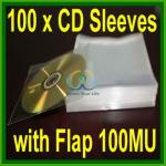 100 x CD DVD Sleeves with Flap Envelopes Cases OPP 100M SL-01