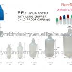 100ml PE plastic bottle(eliquid bottle) with long dripper childproof cap PC13-25-55