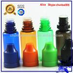 10ml bottle for eliquid with colored childproof cap, ISO8317/SGS/TUV CB-10ml bottle