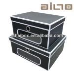 2014 excellent black elegant storage box,paper shoe box SH679