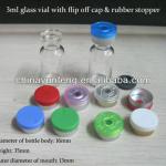 3ml clear glass vials with flip off caps and rubber stoppers X1635