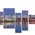 5pcs group colorful city scene canvas printing 5pc group