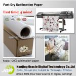 64&#39;&#39;fast dry sublimation paper for polyester 70g,100g KT sublimation heat transfer paper