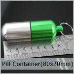 80x20mm Aluminum Pill Box Holder Case Bottle Container with Keychain EH1026