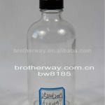 8OZ Boston round glass bottle in clear with balsck 400-28 lid BW-8185