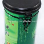 airtight round tea tin with plastic lid lf008