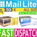 ALL SIZES - MAIL LITE PADDED BUBBLE ENVELOPES JIFFY BAGS - A - K - WHITE &amp; GOLD A - K Gold or White