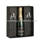 black gift box with flutes for champagne and wine glasses BG-20