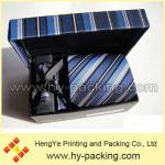 blue stripe pattern open box for rolling business tie and cufflink set packaging hengye company tie011