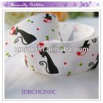 Christmas Polyester Grosgrain Cat Printed Ribbon JDRCHGF00C