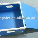 collapsible corrugated plastic crate with cover F