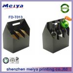 Custom cardboard packaging boxes with handle for 3 wine/beer bottles FD-T013