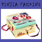 Customized logo printing paper cake box with ribbon handle YJ-C075 Paper cake box