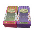 Customized luxury gable top coloring paper cupcake box packaging with clear window GA-2063