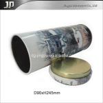 Empty round tin can for tea JPB-0376