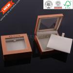 High end rigid jewelry box package with clear window and velvet insert SMCC0008