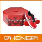 High quality custom made-in-china red hexagon wooden box for shoes (ZDS-SE134) ZDS-SE134