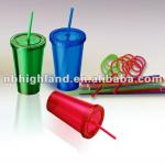 Hot in America!16oz double wall acrylic straw cup A334004