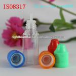 ISO 8317 10ml empty clear eliquid drop bottle with childproof caps with triangle 10ml