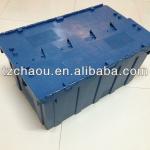 lid-foldable stackable solid plastic crate 73L