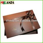 Matt Brown Ribbon Gift Box with Gold Stamping MGB-003