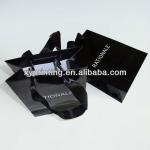 Medium size black color packaging bag,paper bag with wide PP handles packaing0903