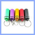 Mini Aluminum Travel Pill Box Metal Case Bottle Holder Container With Keychain keychain pill box container