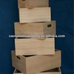 New designed environmental unfinished storage wooden fruit crate with hand holes SLWQ13046S7