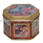 octangular shape tea tin box CMYK printing IR065065050-3