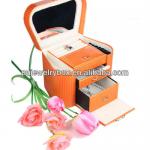 Orange leather portable jewelry case SJ-030