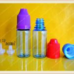 PET e liquid dropper bottles with colorful childproof cap thin tip 10ml 10ml