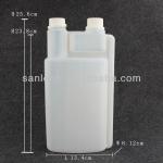 plastic double neck dual chamber dispenser bottle YFA-231