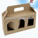 Popular Corrugated Cardboard Wine Box with Handle &amp; Window for Three Bottles Wine Packaging Factory Direct Sale ZC-CP-39