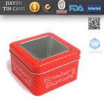 red square tin box for cookies JY