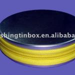 Round metal CD/DVD packaging box with zipper RB231Z