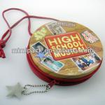 round Mini metal CD DVD case with zipper