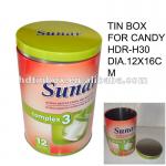 round tin canister with double airtight lid for sugar or food HDR-H30