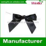 small black satin ribbon bow with wire tie for cello bag packing 26139