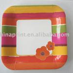 Square or Round Colorful Printed Paper Plate Dish Tray 9&quot;Paper Plate,9&quot;