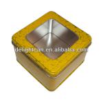 Square tin box with PVC window DEL-S27 square tin box