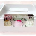 White cardboard cupcake paper box with pvc window SPX-0088