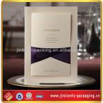 white wedding invitation card with purple silk JTF-LSJ175